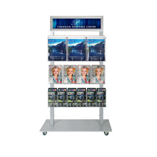Silver Mall Stand - Snap Header with 3 A4, 4 A5 and 6 DL Brochure Holders Double Sided 