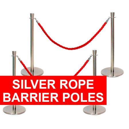 Silver Rope Barrier Poles