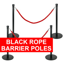 Black Rope Barrier Poles