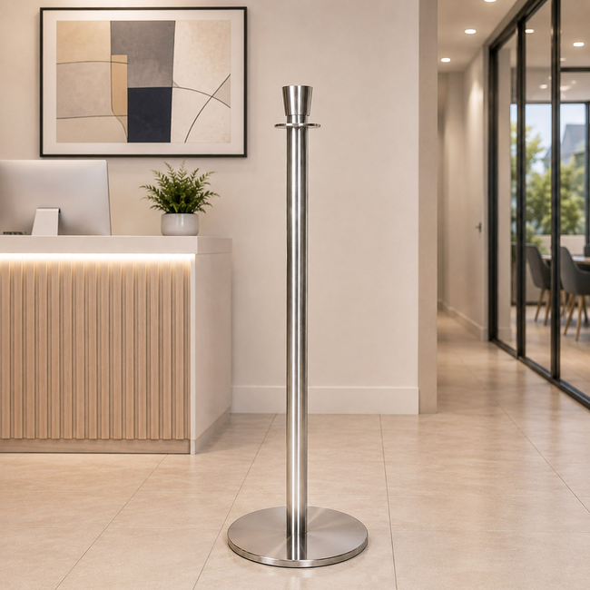 Silver Rope Barrier Poles