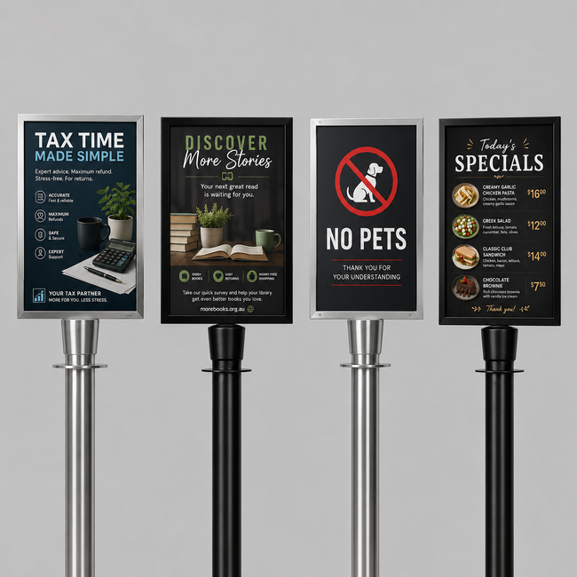 Rope Barrier Posts Accessories and Signs